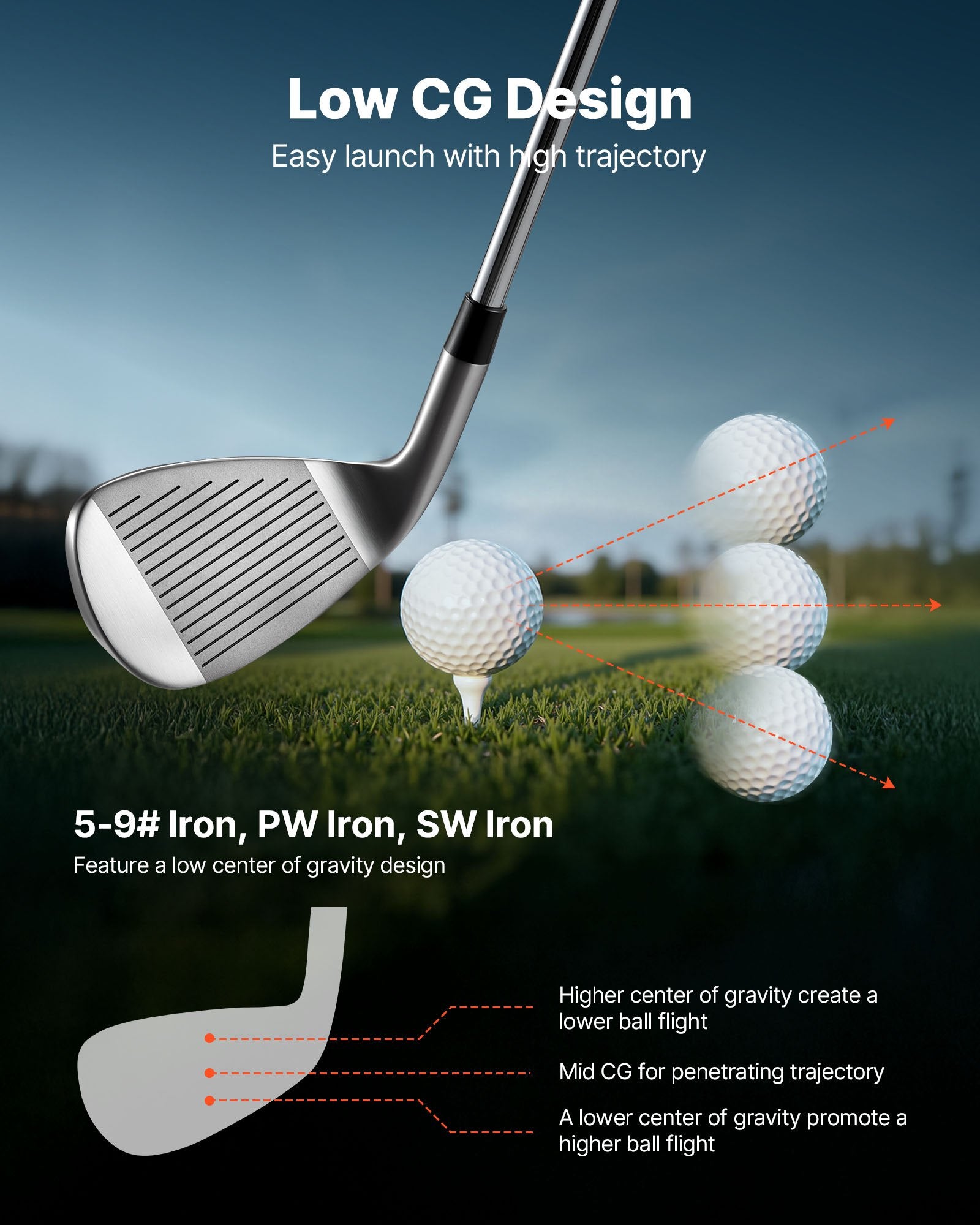 Golf Club Set, 12 Pieces Women's Golf Club Complete Set Right Handed With 460CC #1 Driver, #3 & 5 Fairway Wood, #4 Hybrid, #5/#6/#7/#8/#9/#PW/#SW Irons, L-Shaped Putter, Golf Stand Bag, Orange