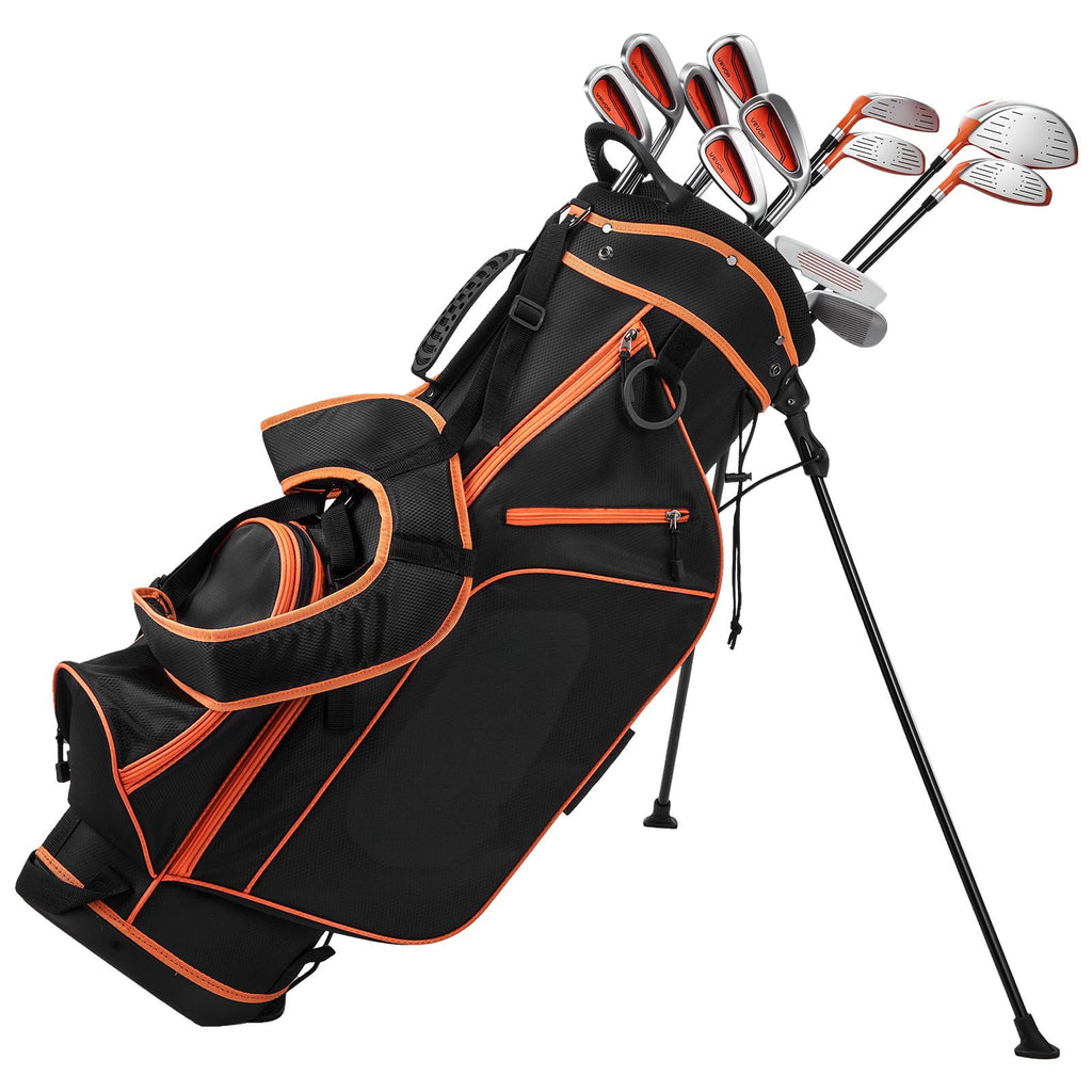 Golf Club Set, 12 Pieces Women's Golf Club Complete Set Right Handed With 460CC #1 Driver, #3 & 5 Fairway Wood, #4 Hybrid, #5/#6/#7/#8/#9/#PW/#SW Irons, L-Shaped Putter, Golf Stand Bag, Orange