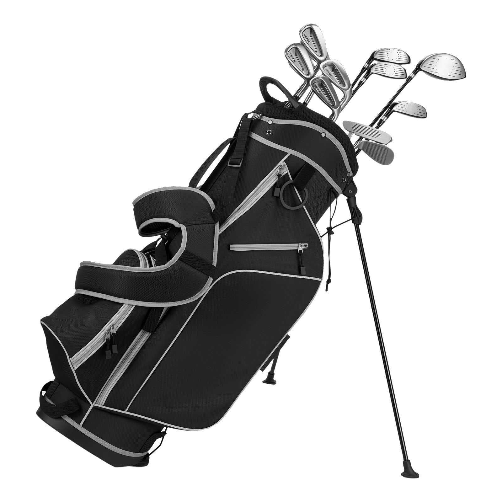 Golf Club Set, 12 Pieces Men's Complete Golf Club Set Right Handed With 460CC #1 Driver, #3 & 5 Fairway Wood, #4 Hybrid, #5/#6/#7/#8/#9/#PW/#SW Irons, L-Shaped Putter, Golf Stand Bag, Black